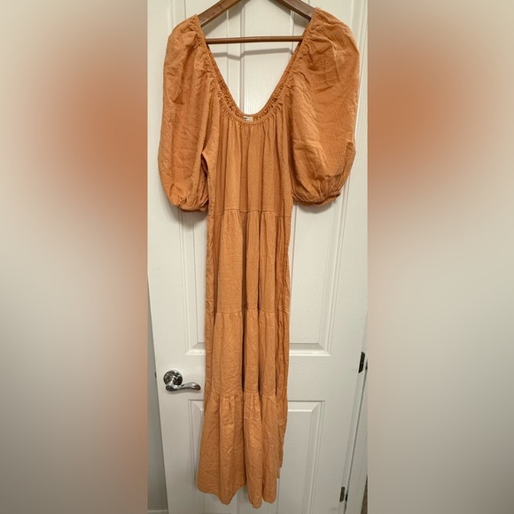 Billabong Endless Shore Puff Sleeve Maxi Dress – Women’s Medium, Pinstripe Boho - Picture 3 of 6